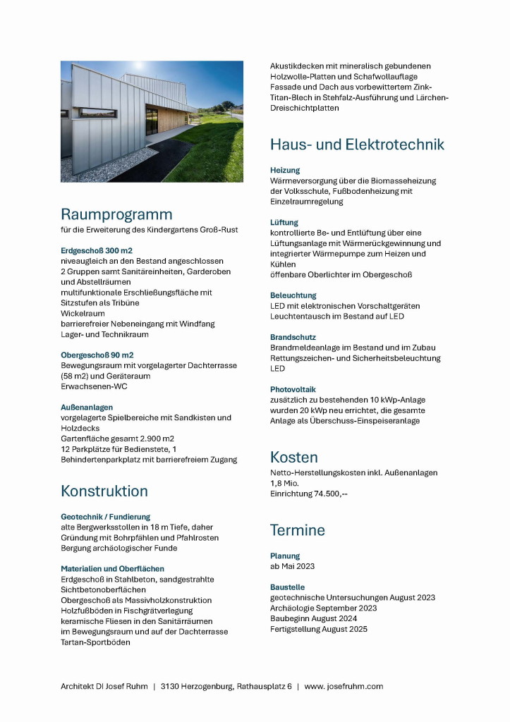 Kindergartenzubau Technik Fakten i