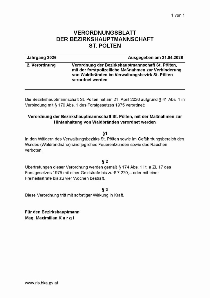 Waldbrandverordnung BHPL 2026